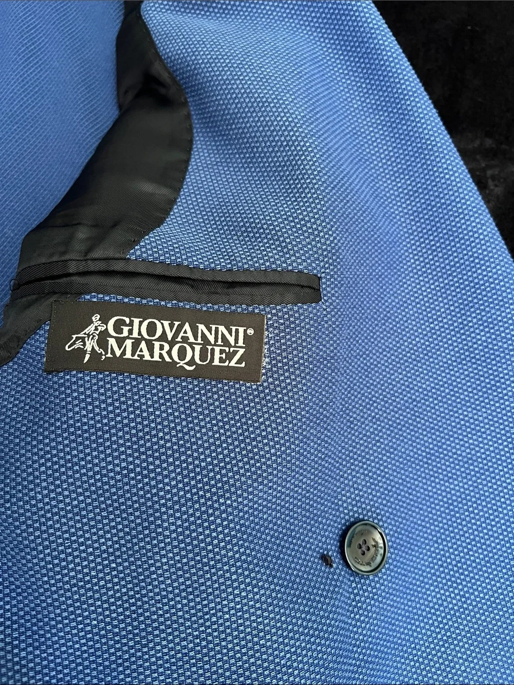 Italian Fugato, Giovanni Marques Men's Double-Breasted Blue Sport Blazer